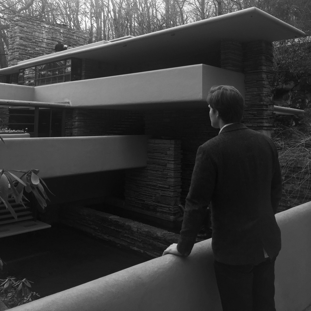 Black and White Falling Water